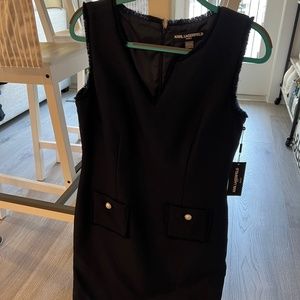 Karl Lagerfeld Navy Dress with Pearl Buttons